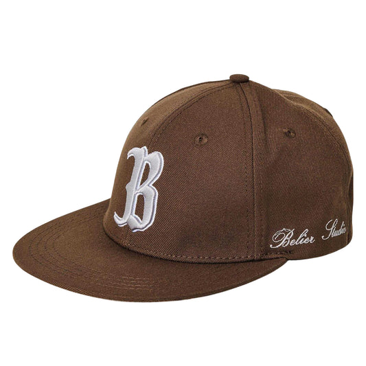 Brown - Front - Initial Mens Embroidered Logo Baseball Cap