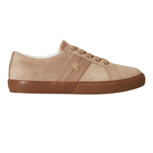 Tan - Front - Ralph Lauren Womens-Ladies Jason II Suede Trainers
