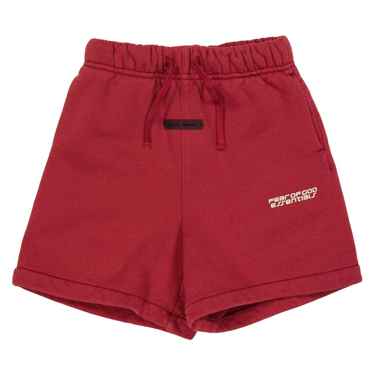 Crimson - Front - Fear Of God Essentials Childrens-Kids Logo Shorts