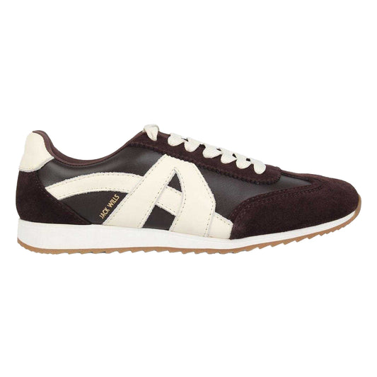 Brown-White - Front - Jack Wills Womens-Ladies Starbury Retro Leather Flat Trainers
