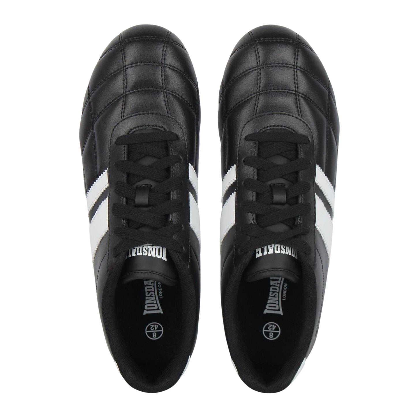 Black - Side - Lonsdale Mens Brent Leather Trainers