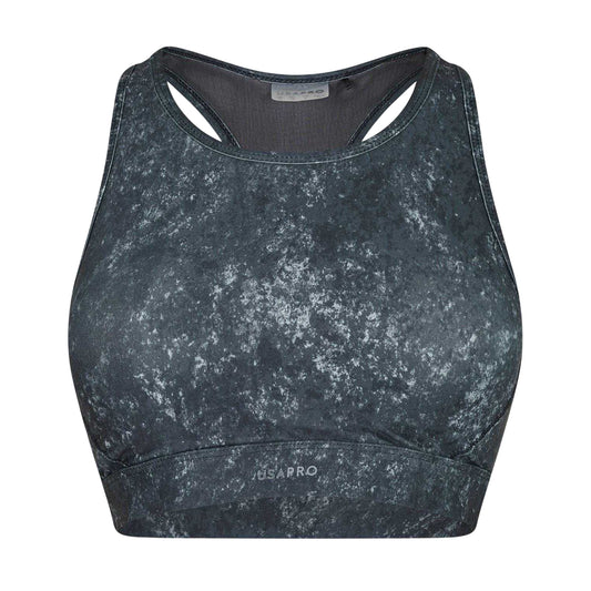 Black Print - Front - USA Pro Womens-Ladies Racerback Sports Bra