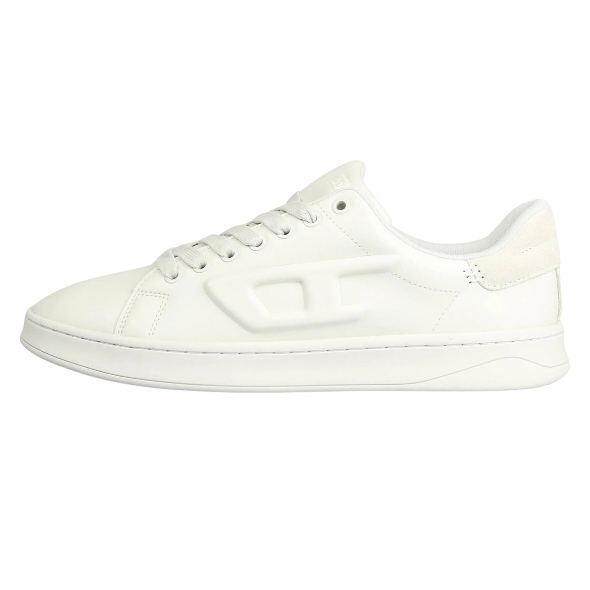 White - Side - Diesel Mens S Athene Leather Flat Trainers