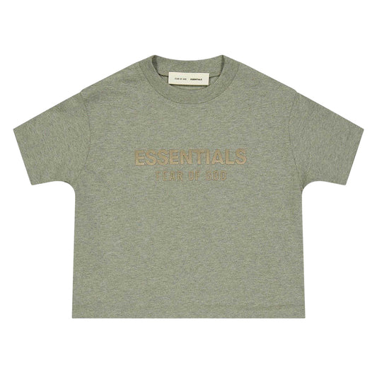 Concrete Heather - Front - Fear Of God Essentials Childrens-Kids Logo T-Shirt