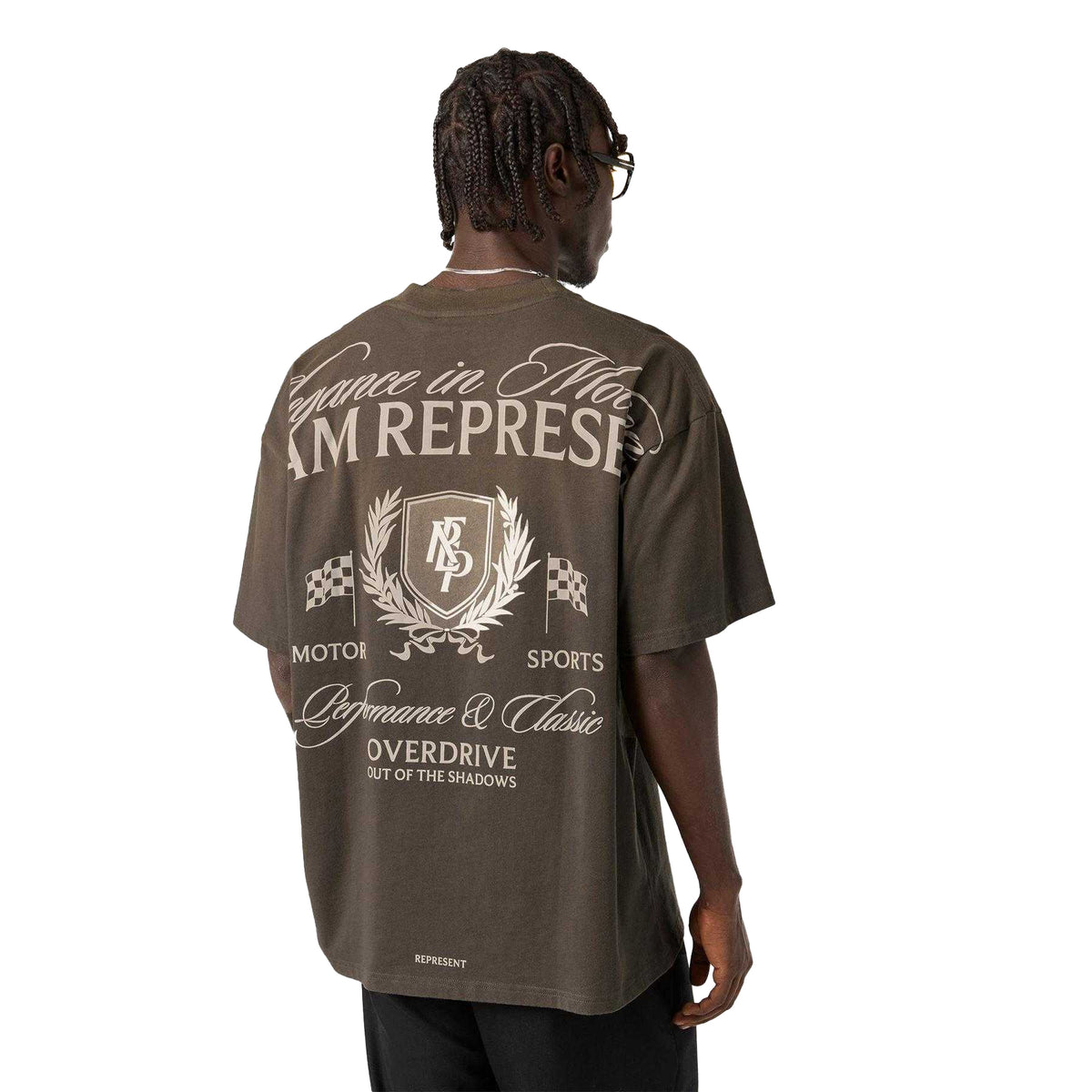 Dark Taupe - Pack Shot - Represent Mens Crest T-Shirt