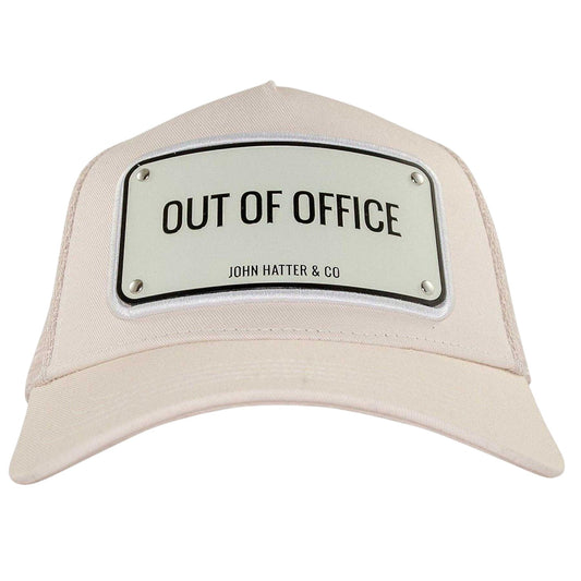 Off White - Front - John Hatter Mens Out Of Office Logo Snapback Cap