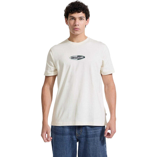 White - Front - Guess Mens Logo Regular T-Shirt