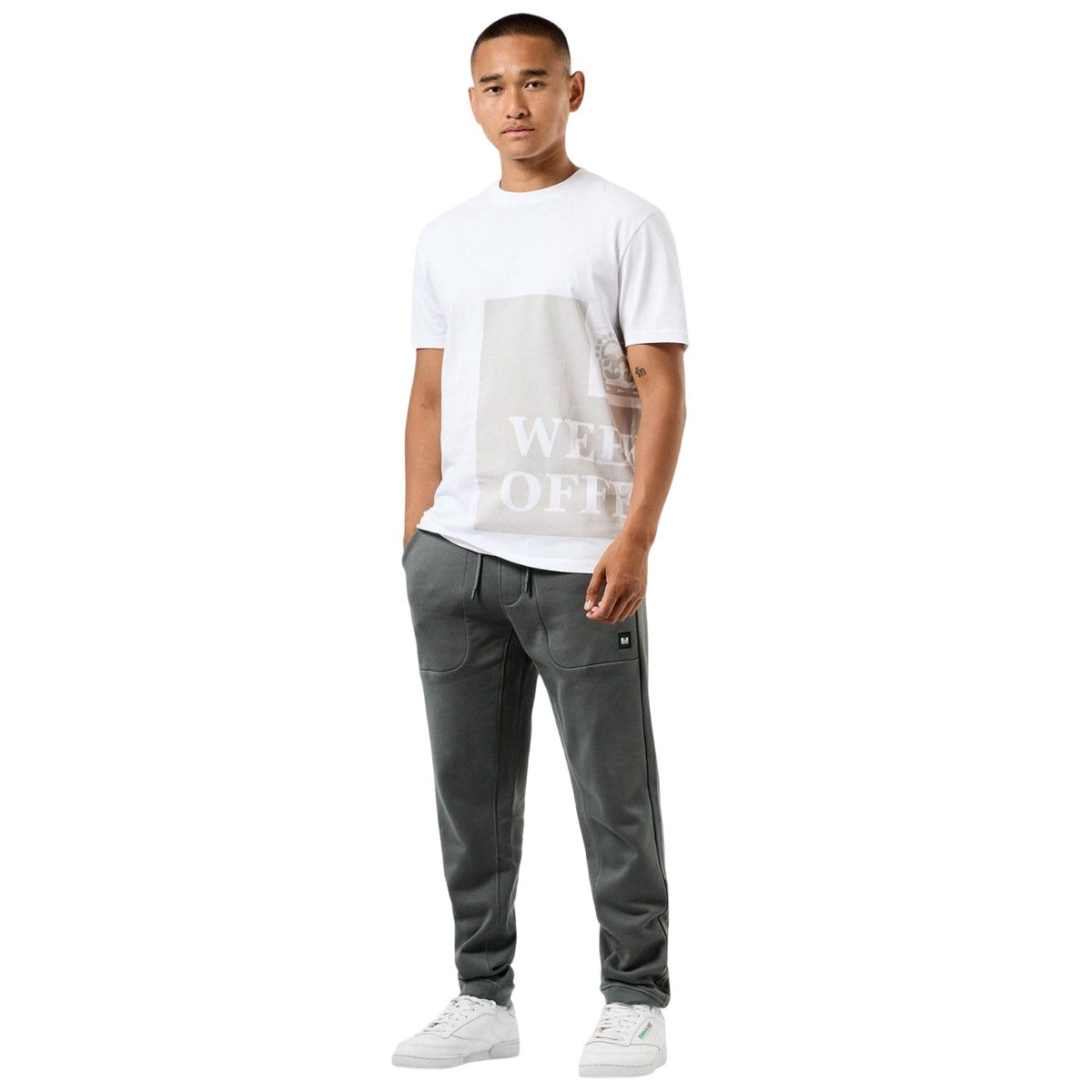 Grey - Close up - Weekend Offender Mens Rebolledo Jogging Bottoms