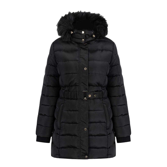 Black - Front - Firetrap Womens-Ladies Waterproof Long-Sleeved Puffer Jacket