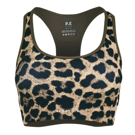 Leopard - Front - PE Nation Womens-Ladies Leopard Print Sports Bra