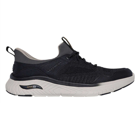 Black - Front - Skechers Mens Crosser Slip-on Trainers