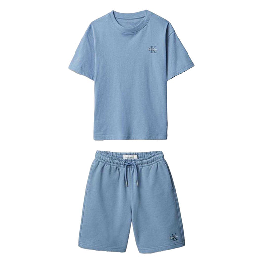 Blue - Front - Calvin Klein Childrens-Kids Logo T-Shirt & Shorts Set