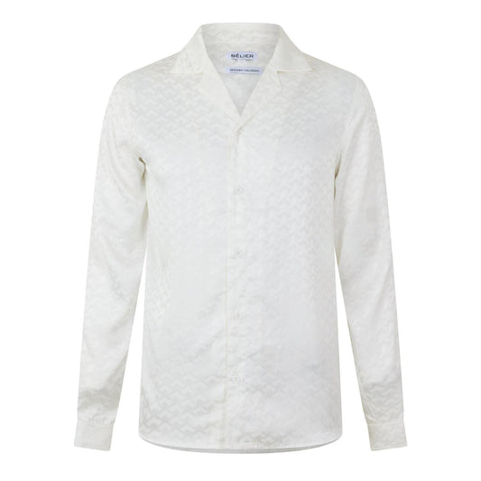 White - Front - Belier Mens Patterned Long-Sleeved Shirt