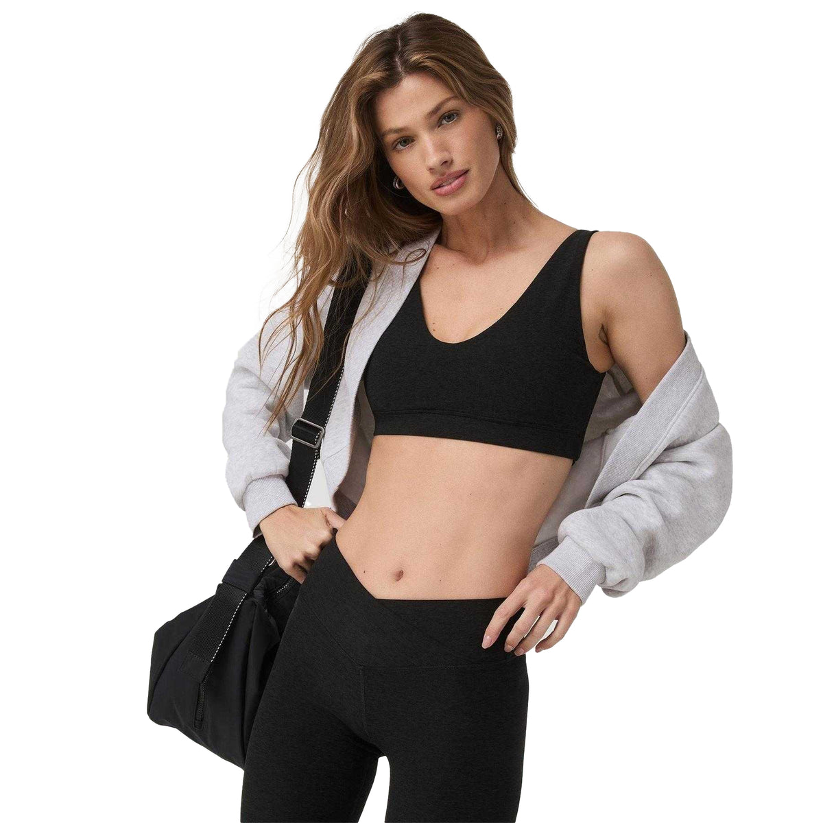 Black Heather - Pack Shot - Vuori Womens-Ladies Elevation Rhythm Medium Support Sports Bra