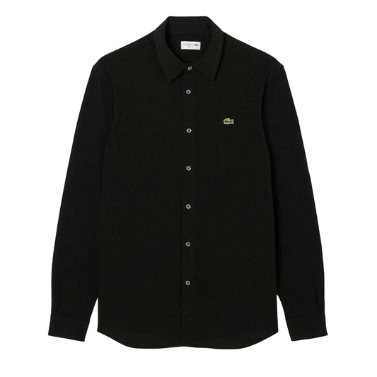 Black - Front - Lacoste Mens Logo Slim Long-Sleeved Shirt