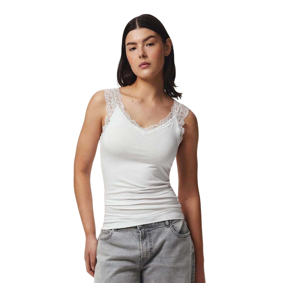 Bright White - Lifestyle - Pieces Womens-Ladies Barbera Vest Top