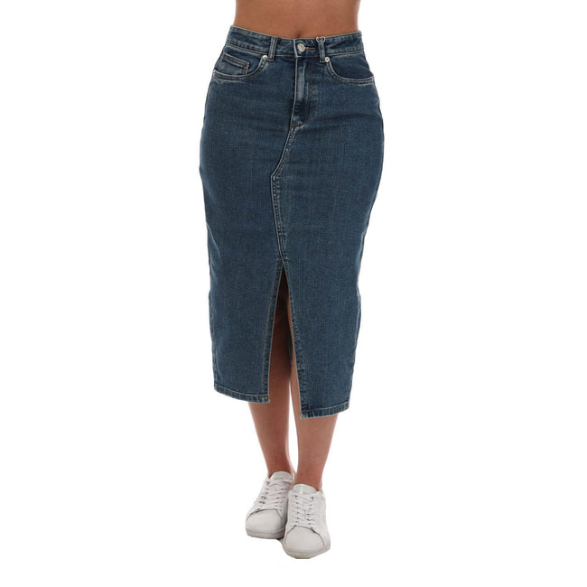Denim - Front - Only Womens-Ladies Siri Denim Midi Skirt