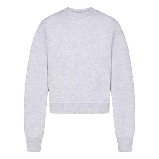 Light Heather Grey - Front - Skims Womens-Ladies Fleece Relaxed Fit Crop Sweatshirt