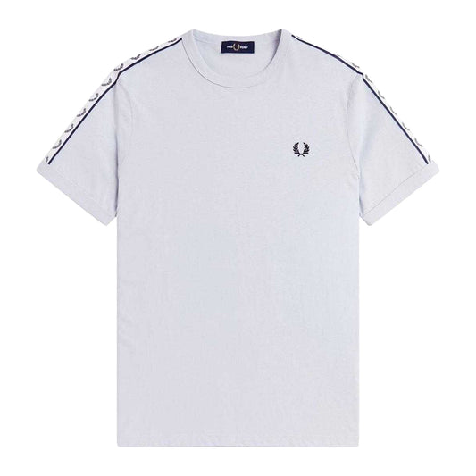 Dusky Blue - Front - Fred Perry Mens Ringer Embroidered Logo T-Shirt