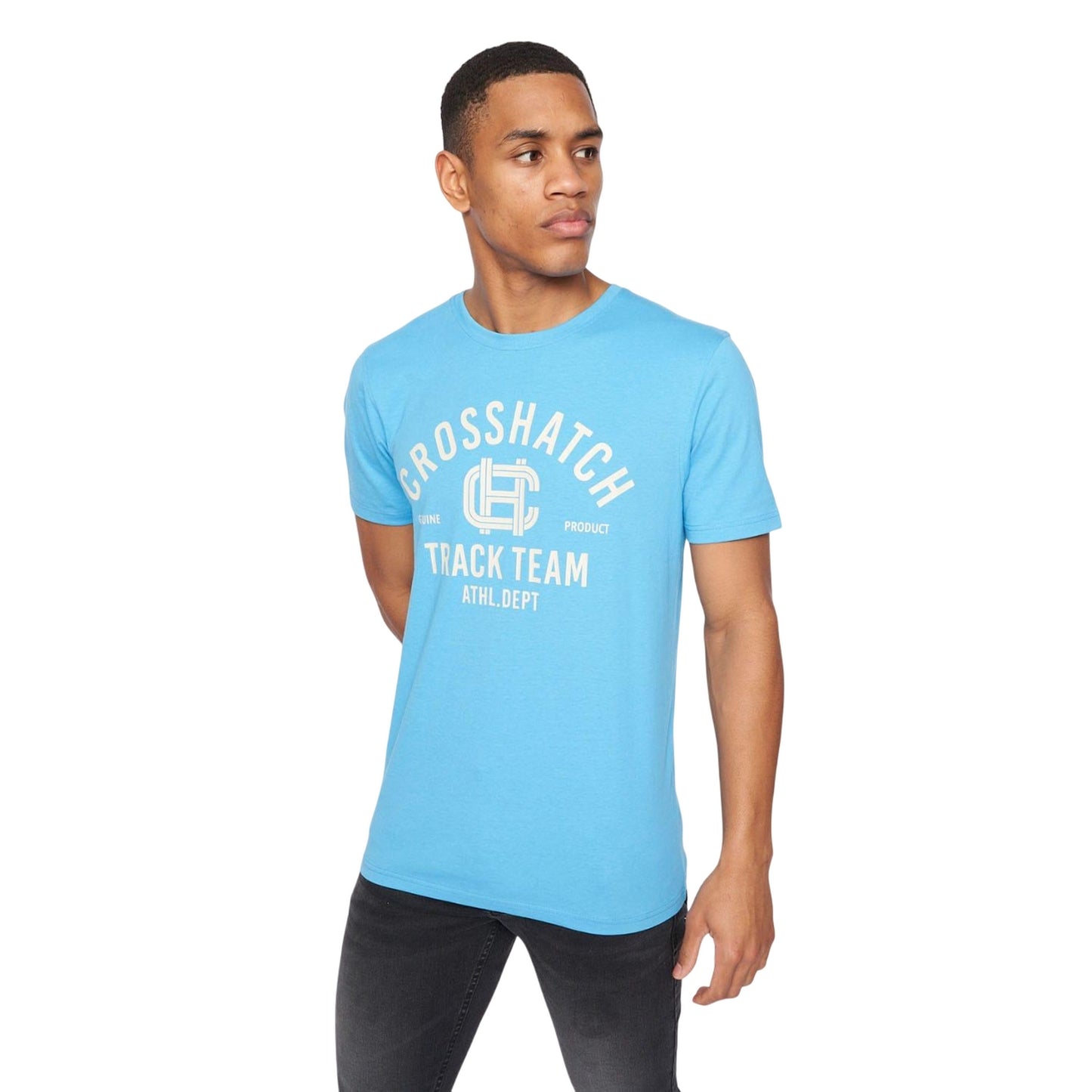 White-Red-Yellow-Royal Blue-Light Blue - Close up - Crosshatch Mens Weymouth T-Shirt (Pack of 5)