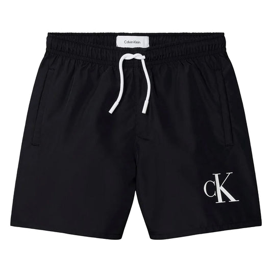 Black - Front - Calvin Klein Boys Logo Swim Shorts