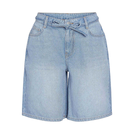 Light Blue - Front - Noisy May Womens-Ladies Denim Loose Fit Shorts