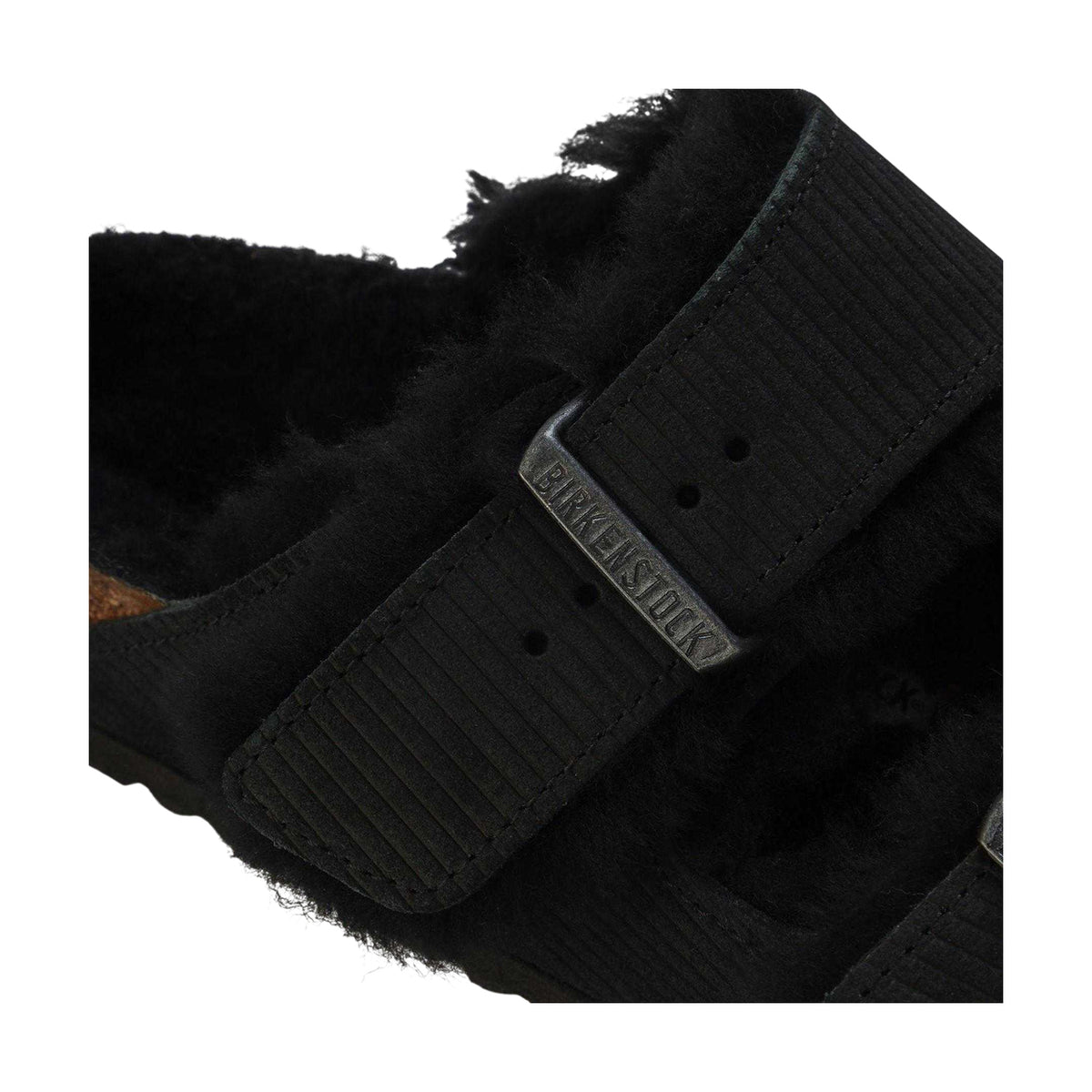 Black - Lifestyle - Birkenstock Womens-Ladies Arizona Teddy Bear Flat Sandals