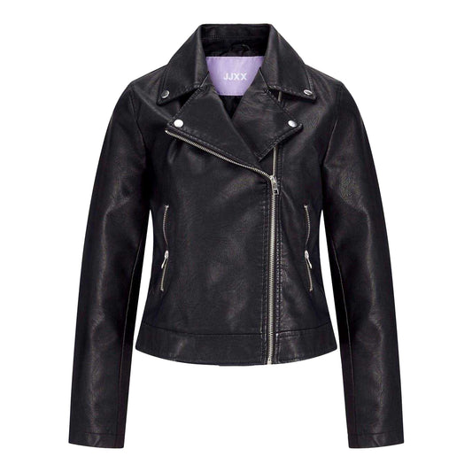 Black - Front - JJXX Womens-Ladies Faux Leather Water Resistant Biker Jacket