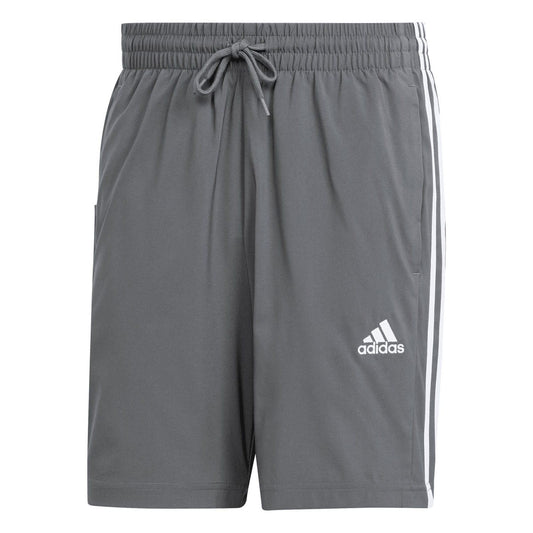 Grey - Front - Adidas Mens Essentials Chelsea Aeroready 3 Stripes Shorts