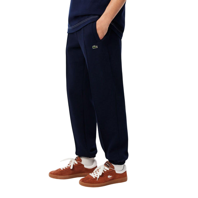 Navy - Side - Lacoste Mens Pique Regular Jogging Bottoms