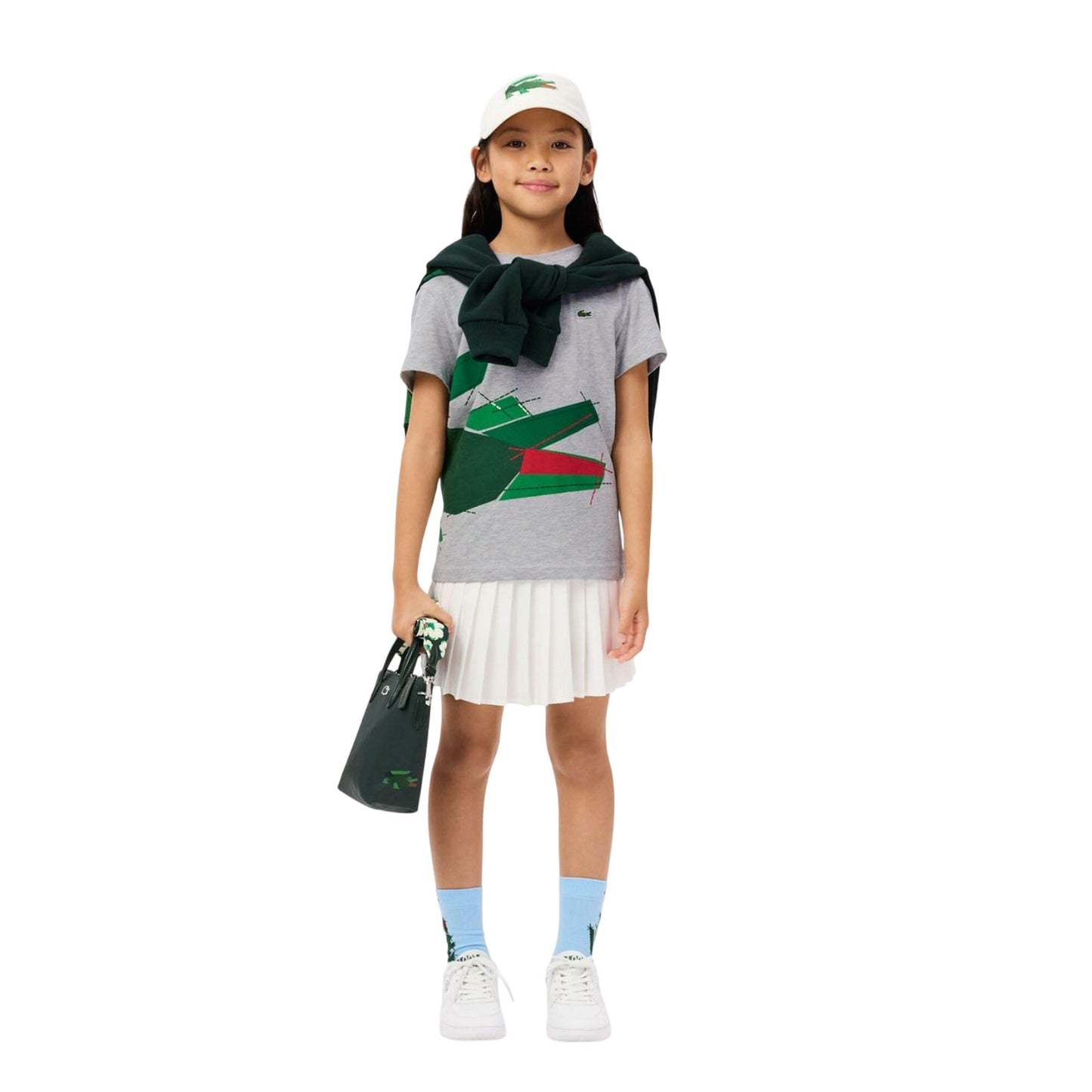 Grey - Side - Lacoste Childrens-Kids Crocodile Print T-Shirt