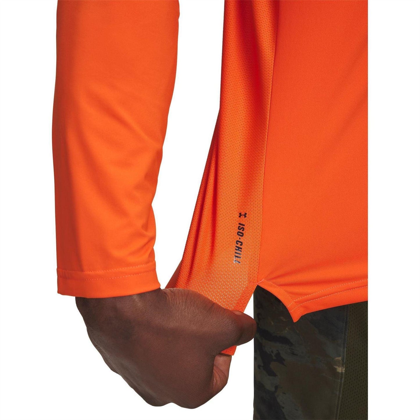 Orange - Side - Under Armour Mens Project Rock Iso-Chill Technical Top