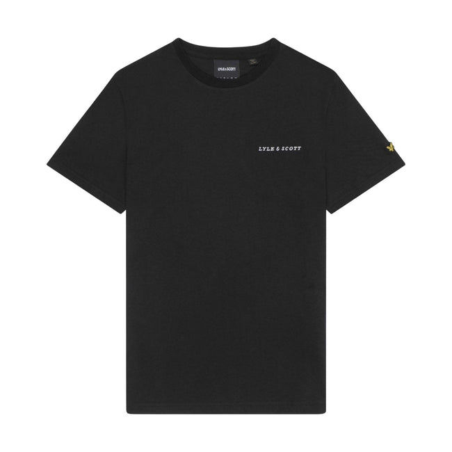 Black-White - Front - Lyle & Scott Mens Embroidered Logo T-Shirt