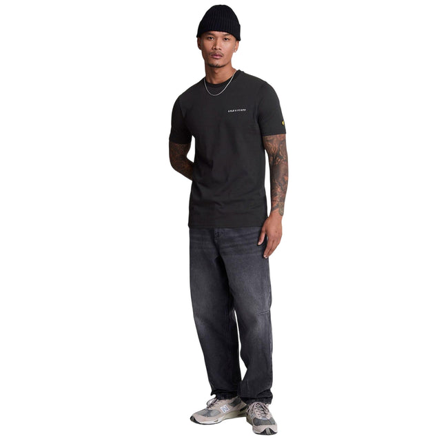 Black-White - Pack Shot - Lyle & Scott Mens Embroidered Logo T-Shirt
