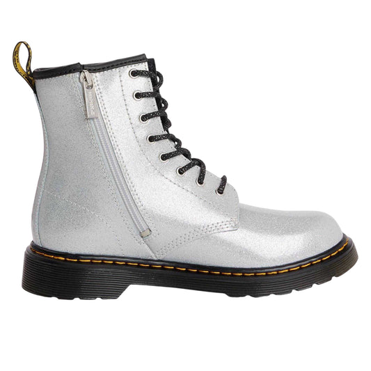 Silver - Front - Dr Martens Girls 1460 Leather Biker Boots