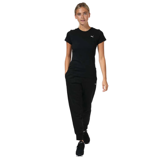 Black - Side - Puma Womens-Ladies Essentials Jogging Bottoms