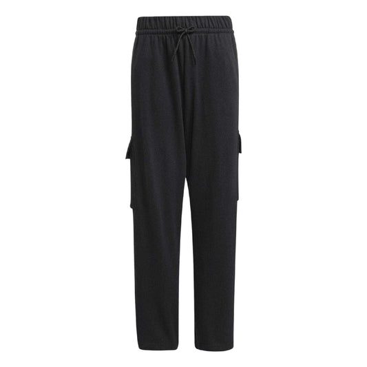 Black-White - Front - Adidas Girls Essentials Multi Pocket Loose Fit Cargo Trousers
