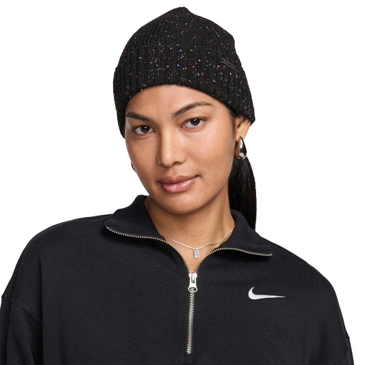 Black-Gunmetal Grey - Front - Nike Speckle Knitted Beanie