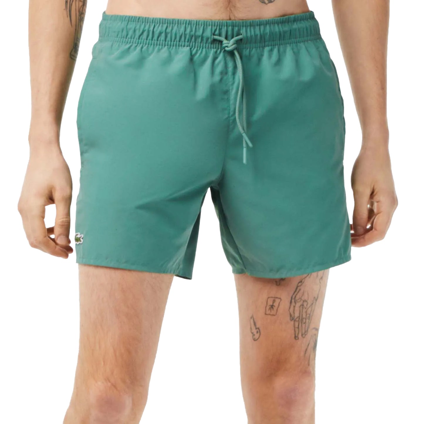 Green - Side - Lacoste Mens Quick Dry Swim Shorts