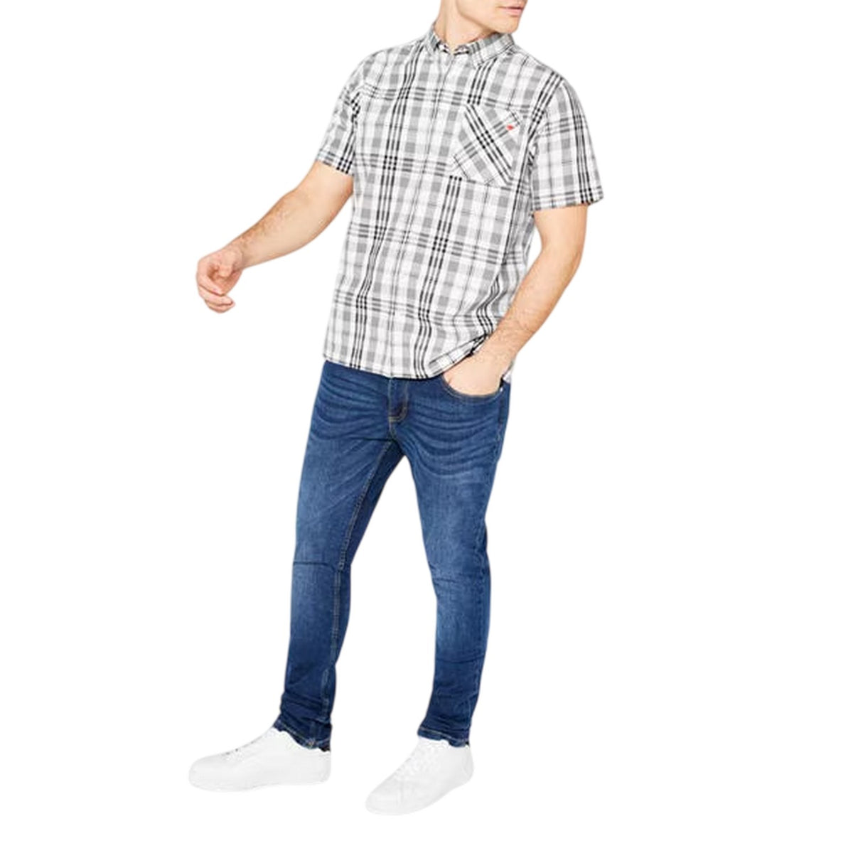 Navy - Pack Shot - Lee Cooper Mens Checked Cotton Shirt