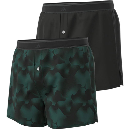 Multicoloured - Front - Adidas Mens Woven Boxer Shorts (Pack of 2)