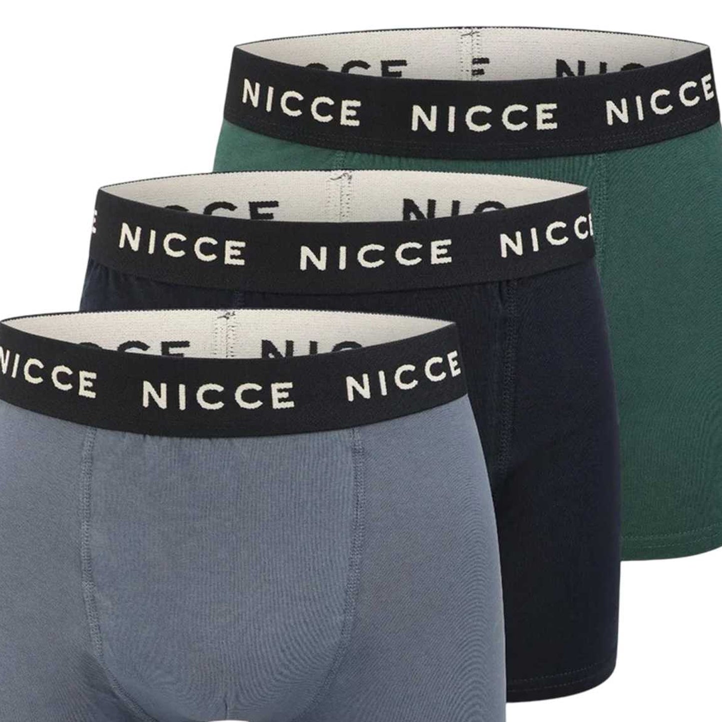 Teal-Navy-Blue - Side - Nicce Mens Leming Boxer Shorts (Pack of 3)