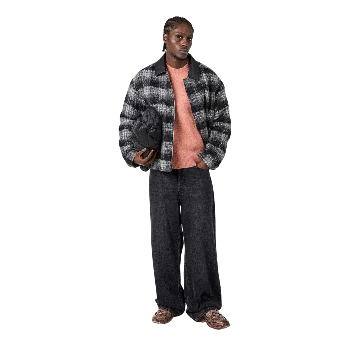 Jet Black - Lifestyle - Represent Mens Leather Accents Two-Way Regular Overshirt