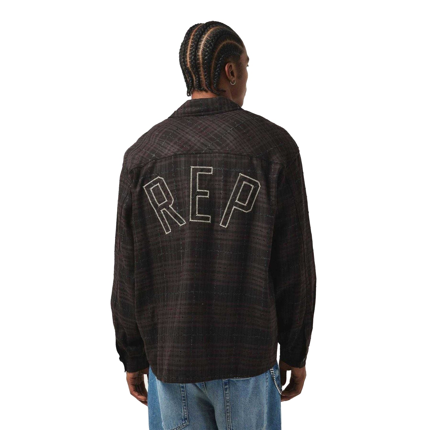 Coffee - Pack Shot - Represent Mens Plaid Button-Down Modern Overshirt