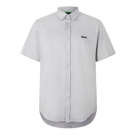 Grey - Front - Hugo Mens Motion Short-Sleeved Button-Down Shirt