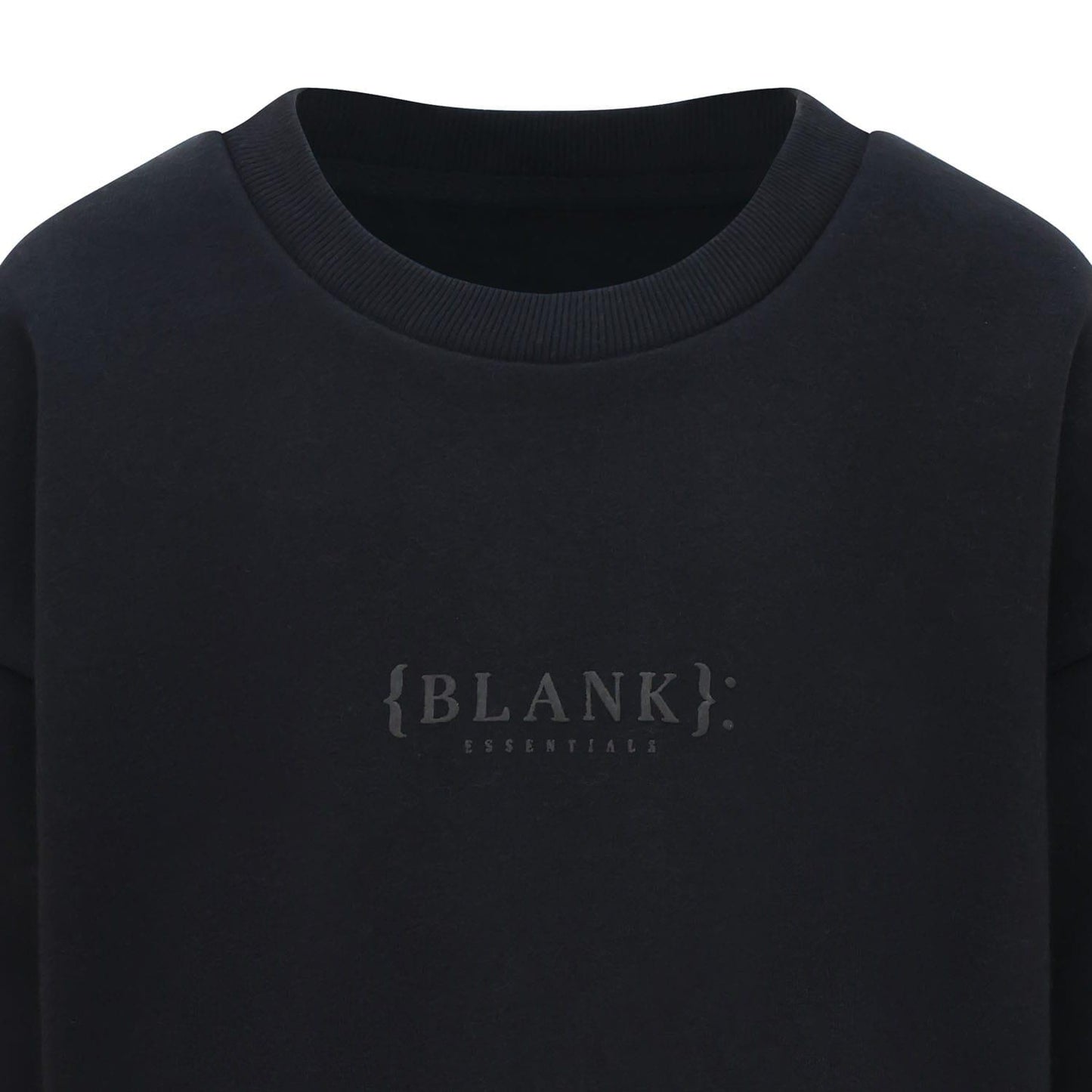 Black - Side - Blank Essentials Boys Crew Neck Sweatshirt