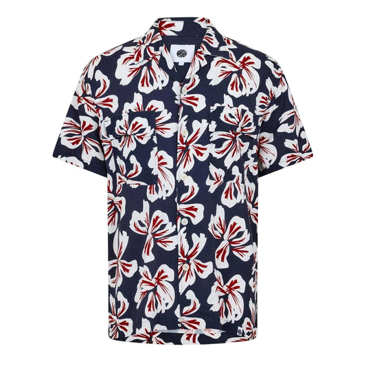 Navy - Front - Pretty Green Mens Bauhaus Floral Regular Shirt