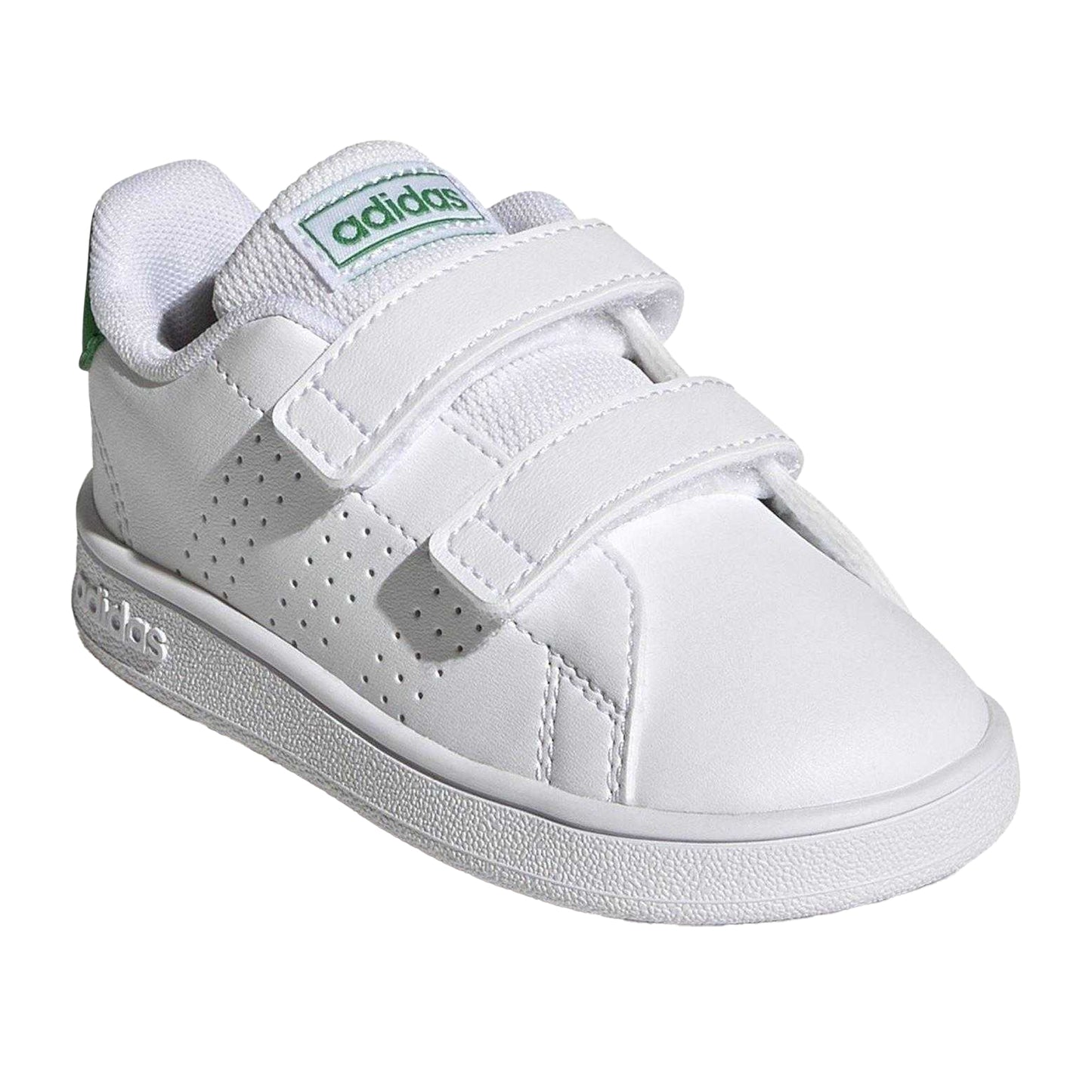 Cloud White-Green-Core Black - Pack Shot - Adidas Baby Lifestyle Hook and Loop Court Shoes