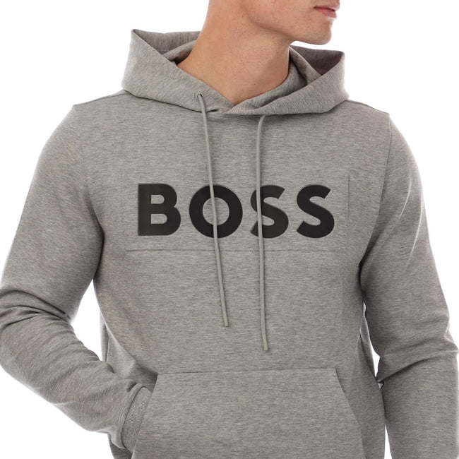 Grey - Side - Hugo Boss Mens Soody Hoodie