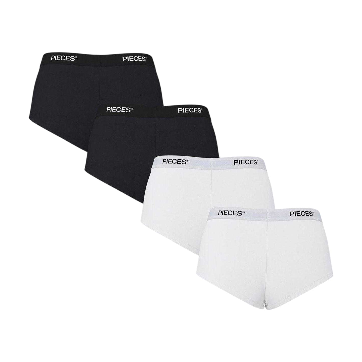 Black-White - Back - Pieces Womens-Ladies Plain Hipster Briefs (Pack of 4)